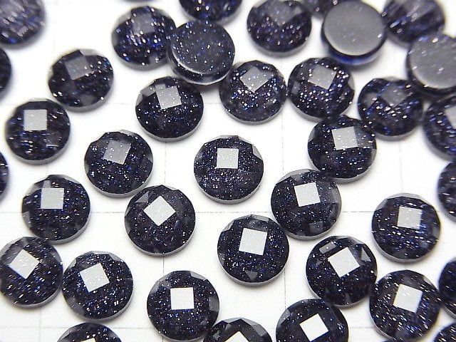 藍金沙石 x 水晶 AAA 圓形刻面凸圓形 6x6mm 3顆