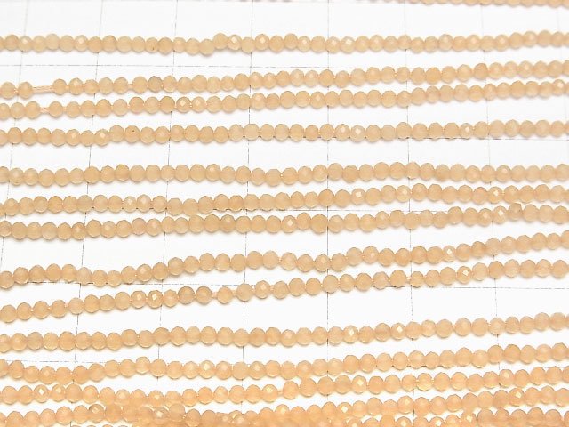 Hohe Qualität! Blass Orange Jade Facettierte Runde 2mm 1 Strang Perlen (ca. 12 Zoll/29 cm)