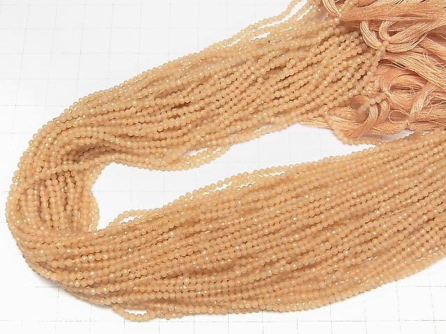 Hohe Qualität! Blass Orange Jade Facettierte Runde 2mm 1 Strang Perlen (ca. 12 Zoll/29 cm)