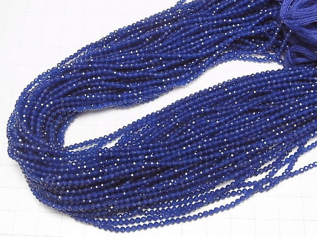Hohe Qualität! Marineblau Jade Facettierte Runde 2mm 1 Strang Perlen (ca. 12 Zoll/30 cm)