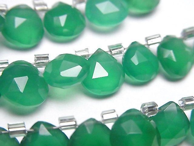 高品質綠瑪瑙 AAA 栗色刻面梨形 8x8mm 半串或 1 串珠子 (約 28 顆)