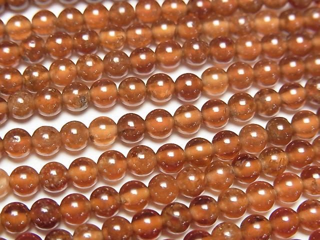 Grenat Hessonite AA Rond 4mm 1 fil de perles (env. 15pouces/37cm)