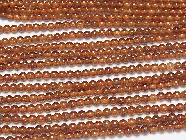 Hessonit Granat AA Runde 4mm 1 Strang Perlen (ca. 15 Zoll/37 cm)