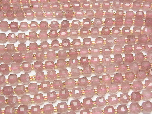 Hochwertig! Pinker Epidot AA++ Würfelform 6,5x6,5x6,5mm halb oder 1strang Perlen (ca. 15 Zoll/36 cm)