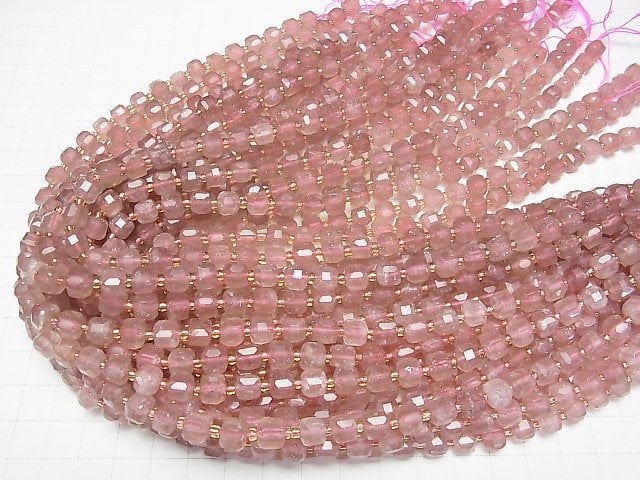 Hochwertig! Pinker Epidot AA++ Würfelform 6,5x6,5x6,5mm halb oder 1strang Perlen (ca. 15 Zoll/36 cm)