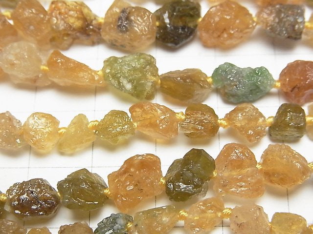 綠黃雙色電氣石 AA 級原石塊小墜飾 1 串珠(約 15 英吋/38 公分)