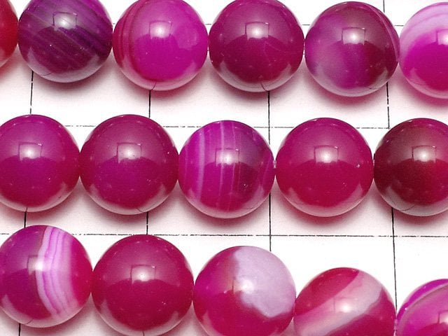 粉色條紋瑪瑙圓珠 8mm 1串珠 (約15英吋/36公分)