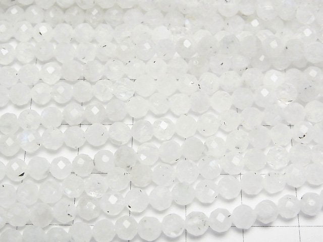 高品質!彩虹月光石 AA 刻面圓珠 4mm 1串 (約15英吋/37公分)
