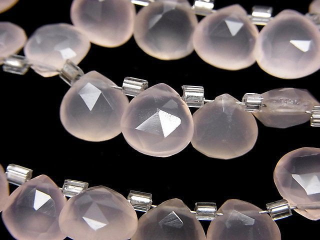 優質粉紅色玉髓 AAA 栗子刻面水滴形 8x8mm 半串或 1 串珠(28 顆)