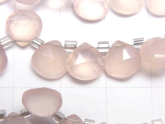 優質粉紅色玉髓 AAA 栗子刻面水滴形 8x8mm 半串或 1 串珠(28 顆)