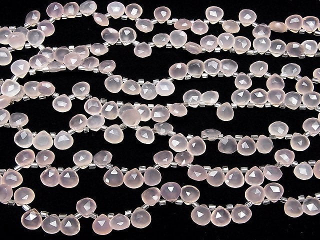 Hochwertige rosa Chalcedon AAA Kastanien facettierte Briolette 8x8mm halb oder 1 Strang Perlen (28 Stück)