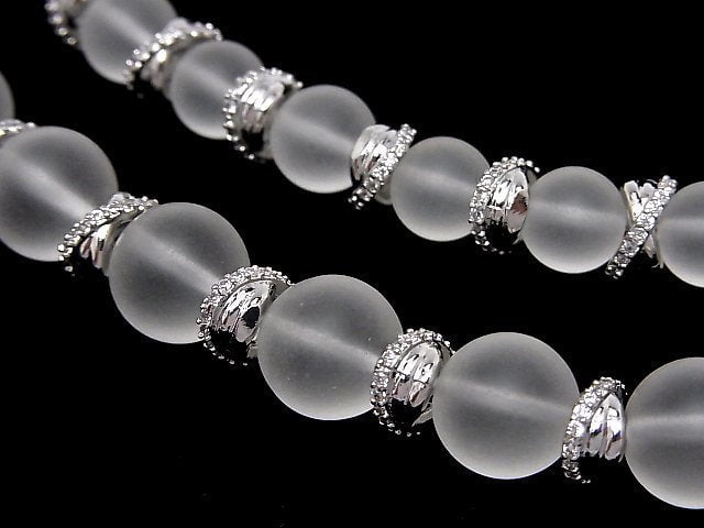 Metal parts Rondelle 7x7x4mm Silver (with CZ) 2pcs