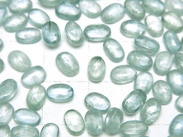 Hochwertiger Aqua Kyanit AAA- ovaler Cabochon 6x4mm 3 Stück