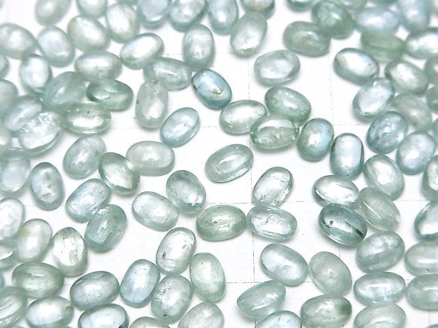 Hochwertiger Aqua Kyanit AAA- ovaler Cabochon 6x4mm 3 Stück