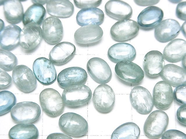 Hochwertiger Aqua Kyanit AAA- ovaler Cabochon 7x5mm 2 Stück