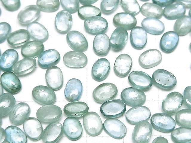 Hochwertiger Aqua Kyanit AAA- ovaler Cabochon 7x5mm 2 Stück