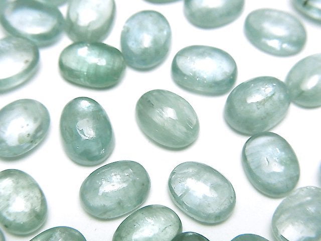 高品質海水藍晶石 AAA 級橢圓形素面蛋面 8x6mm 2顆