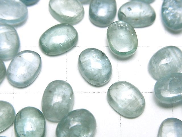 高品質海水藍晶石 AAA 級橢圓形素面蛋面 8x6mm 2顆