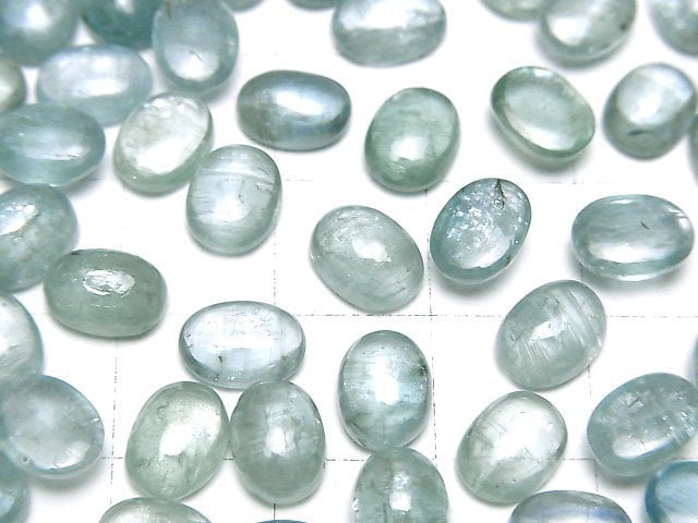 Hochwertiger Aqua Kyanit AAA- ovaler Cabochon 8x6mm 2 Stück