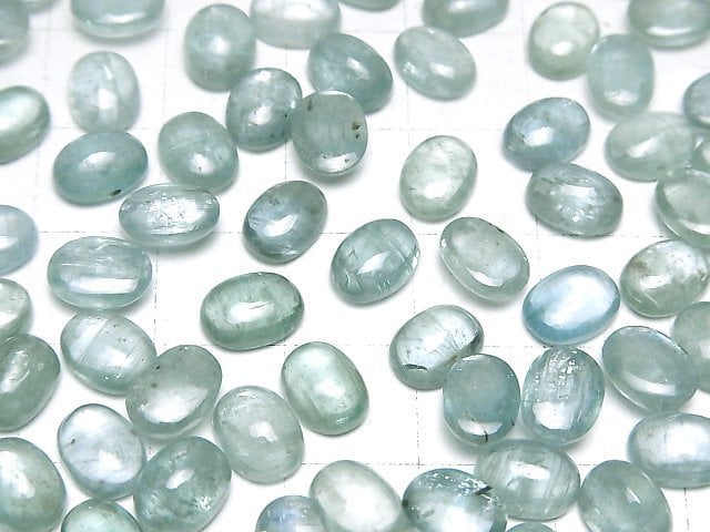 Hochwertiger Aqua Kyanit AAA- ovaler Cabochon 8x6mm 2 Stück