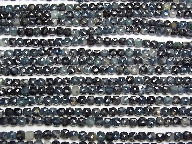 Hochwertig! Indigolit Turmalin AA Würfelform 4x4x4mm halbe oder 1 Strang Perlen (ca. 15 Zoll/36 cm)