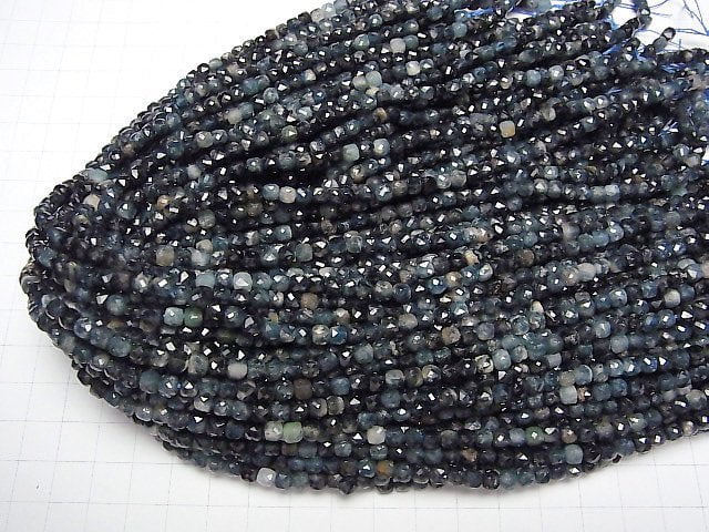 Hochwertig! Indigolit Turmalin AA Würfelform 4x4x4mm halbe oder 1 Strang Perlen (ca. 15 Zoll/36 cm)