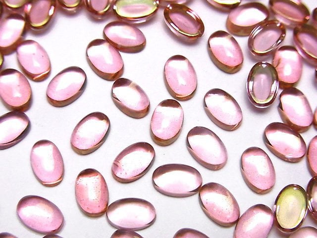 高品質粉紅色拓帕石 AAA 蛋面刻面 6x4mm 5顆