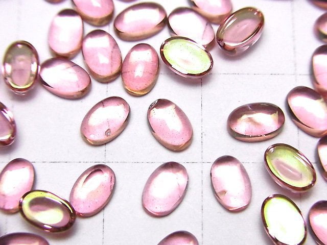 高品質粉紅色拓帕石 AAA 蛋面刻面 6x4mm 5顆
