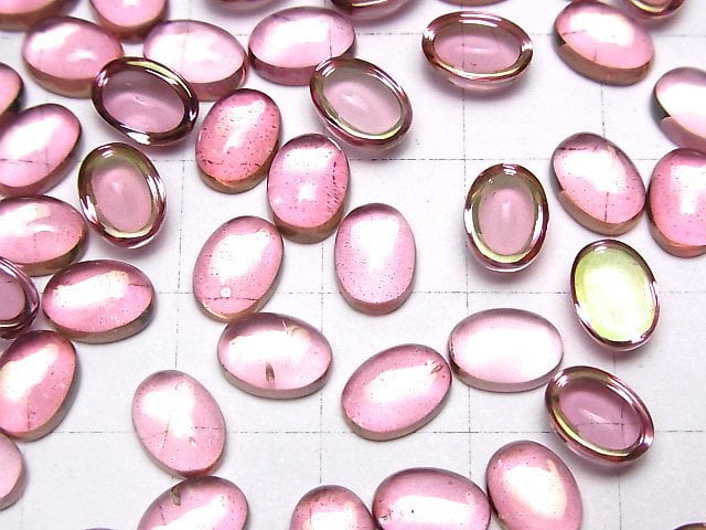 Hochwertiger rosa Topas AAA ovaler Cabochon 8x6mm 2 Stück