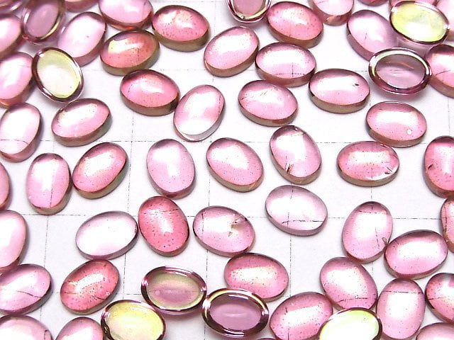 Hochwertiger rosa Topas AAA ovaler Cabochon 8x6mm 2 Stück