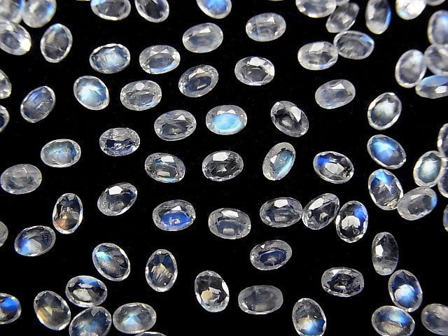 高品質彩虹月光石 AAA 橢圓刻面裸石 4x3mm 5顆
