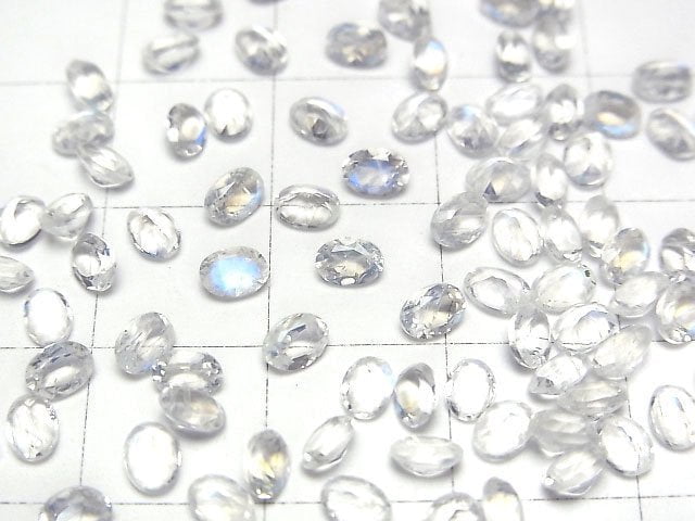 高品質彩虹月光石 AAA 橢圓刻面裸石 4x3mm 5顆
