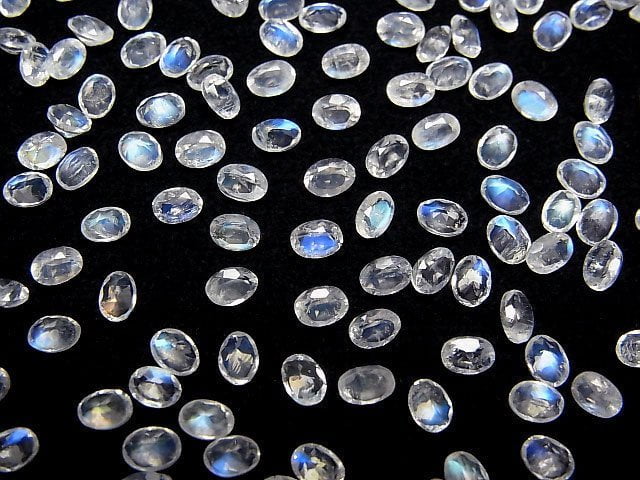 Hochwertiger Regenbogen-Mondstein AAA Lose Steine Oval Facettiert 4x3mm 5 Stück
