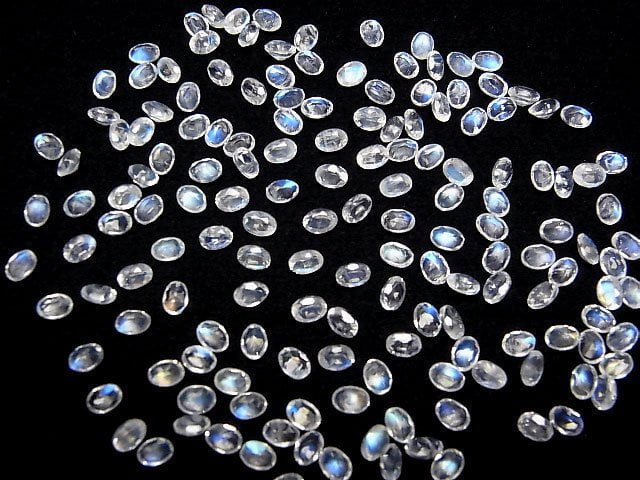 Hochwertiger Regenbogen-Mondstein AAA Lose Steine Oval Facettiert 4x3mm 5 Stück