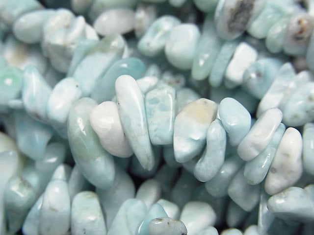海紋石 藍色果凍拉利瑪 碎石 AA 級 (迷你小晶塊) 1串珠子 (約15英吋/38公分)