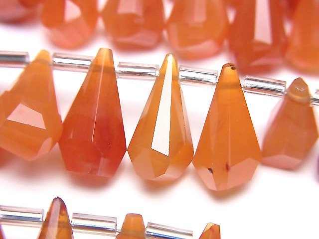 高品質紅玉髓 AA++ 粗糙水滴刻面梨形半串或 1 串珠子 (18 顆)