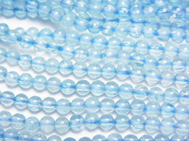 高品質藍色托帕石 AAA 圓形 3毫米 1串珠子(約15英吋/37公分)