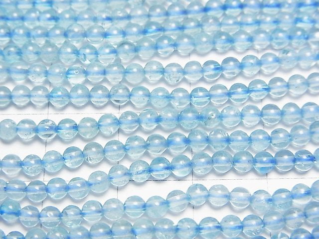 高品質藍色托帕石 AAA 圓形 3毫米 1串珠子(約15英吋/37公分)