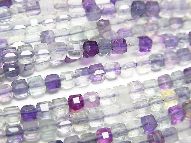 High Quality! Multicolor Fluorite AAA- Cube Shape 3x3x3mm 1strand beads (aprx.15inch/37cm)