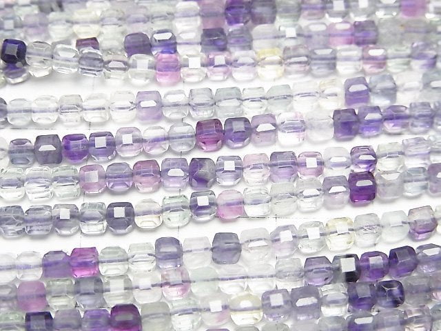 High Quality! Multicolor Fluorite AAA- Cube Shape 3x3x3mm 1strand beads (aprx.15inch/37cm)