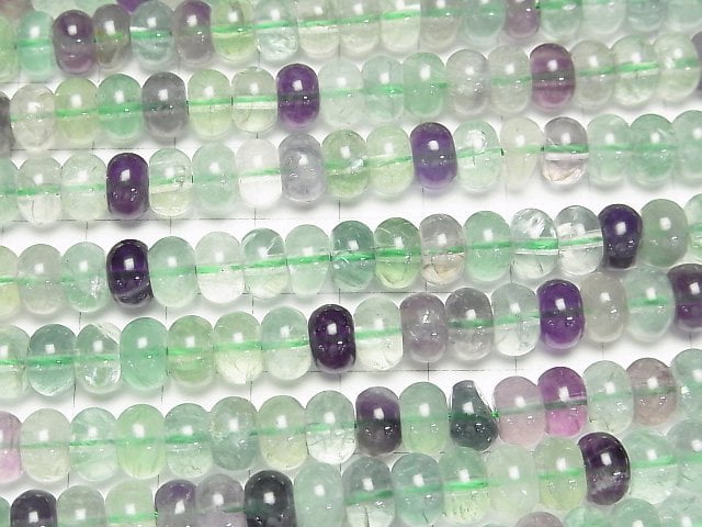 Multicolor Fluorit AA++ Rondelle 8x8x5mm halb oder 1Strang Perlen (ca. 15Zoll/36cm)