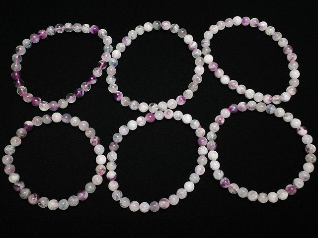 Multi Engel Feder Fluorit Rund 6mm Armband