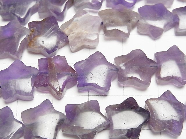 混合紫水晶AA星形13x13x4.5毫米半串或1串珠(約14英寸/35厘米)