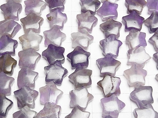 Gemischter Amethyst AA Stern 13x13x4.5mm halb oder 1Strang Perlen (ca. 14Zoll/35cm)