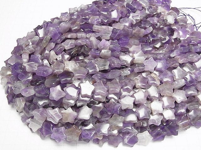 Gemischter Amethyst AA Stern 13x13x4.5mm halb oder 1Strang Perlen (ca. 14Zoll/35cm)