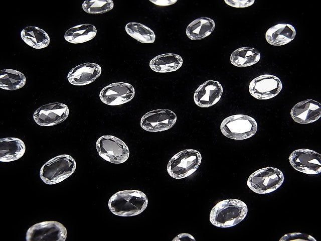 Hochwertig! Weißer Saphir AAA Lose Stein Oval Facettiert 6x4mm 1Stück