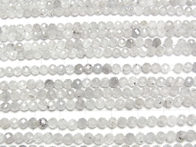 Hochwertig! Natürlicher hellgrauer Zirkon AA facettierte Runde 4mm 1strang Perlen (ca. 15 Zoll/37 cm)