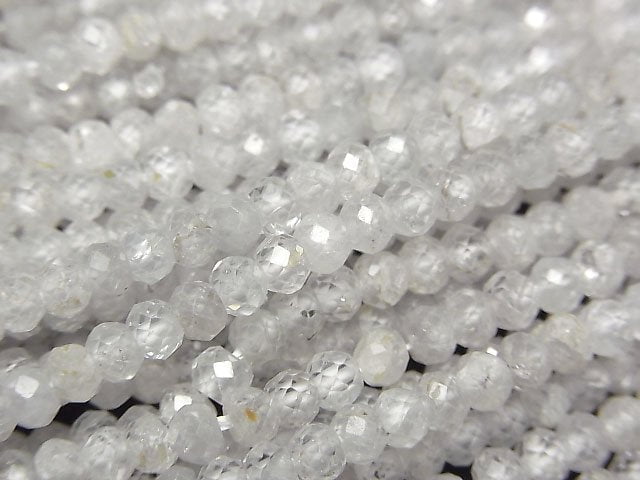 高品質!天然淺灰色鋯石 AA+ 切面鈕扣圓珠 3.5x3.5x2.5mm 半串或一串珠子(約15英吋/36公分)