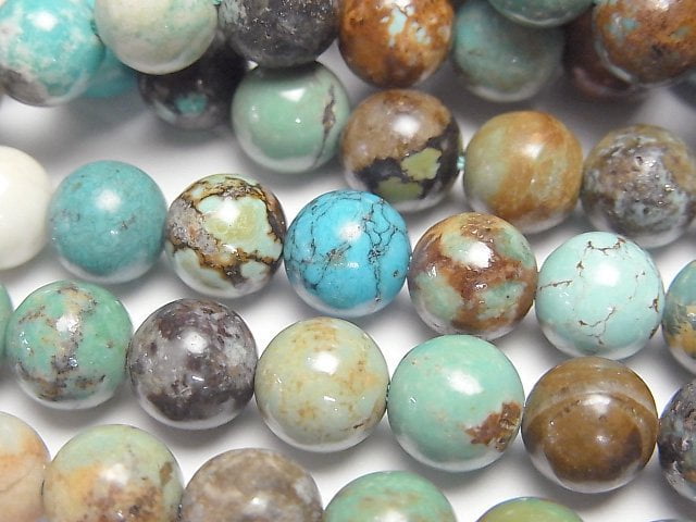 綠松石 AA+ 圓珠 8mm 半串或一串珠 (約15英吋/36公分)