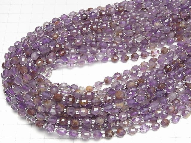 Garten-Amethyst AAA- Doppelspitzen facettierte Röhre 6x5mm halb oder 1strang Perlen (ca. 15 Zoll/36 cm)